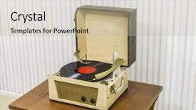  Presentation with vinyl - Cool new PPT theme with 1960 - vintage record player with vinyl backdrop and a mint green colored foreground