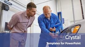  Presentation with mechanic car service repair maintenance - PPT theme with observation - auto service repair maintenance background and a ocean colored foreground