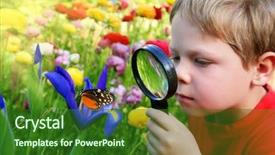  Presentation with nature meadow baby and child - Amazing slides having observation - child observing nature backdrop and a forest green colored foreground