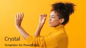  Presentation with afro - Slide set consisting of observation - portrait of beautiful african american background and a gold colored foreground