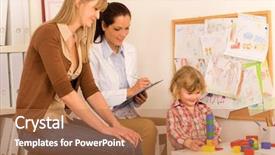  Presentation with pediatrician - Presentation theme consisting of observation - visit at pediatrician observe child background and a coral colored foreground
