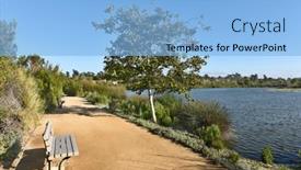  Presentation with trail - Presentation design consisting of observation-benches-and-trail background and a light blue colored foreground