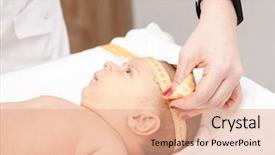  Presentation with baby doctor - Beautiful theme featuring observation medical observation - close-up shot of pediatrician examines backdrop and a coral colored foreground