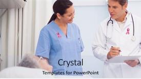  Presentation with breast cancer awareness month - Amazing PPT layouts having observation medicine - breast cancer awareness ribbon backdrop and a light blue colored foreground