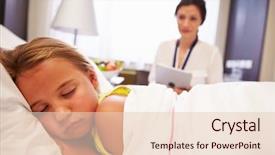  Presentation with child medicine - Colorful PPT theme enhanced with observation medicine - doctor observing sleeping child patient backdrop and a lemonade colored foreground