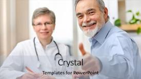  Presentation with patient and doctor - Amazing presentation having observation medicine - happy senior patient and doctor backdrop and a light blue colored foreground