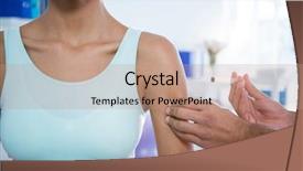  Presentation with physiotherapist - Slide set featuring observation medicine - physiotherapist injecting female patient background and a coral colored foreground