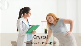  Presentation with exercise doctor - Beautiful slides featuring observation medicine - young female doctor observing overweight backdrop and a soft green colored foreground