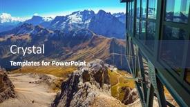  Presentation with mountain snow - Slide deck having observation-platform-in-the-mountains background and a ocean colored foreground