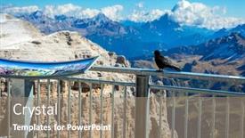  Presentation with crow - PPT theme enhanced with observation-platform-in-the-mountains background and a coral colored foreground
