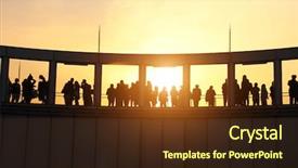  Presentation with osaka - Colorful PPT theme enhanced with observe - people on the observation deck backdrop and a wine colored foreground