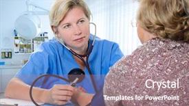  Presentation with blood pressure - Theme featuring observed by doctor - measuring blood background and a coral colored foreground