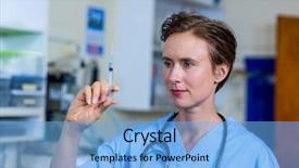  Presentation with syringe - Cool new PPT theme with observing a syringe at medical backdrop and a  colored foreground