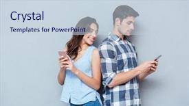  Presentation with phone - Audience pleasing PPT layouts consisting of obsession - jealous girlfriend watching his boyfriend backdrop and a sky blue colored foreground