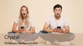  Presentation with together - Cool new PPT layouts with obsession - portrait of a surprised young backdrop and a coral colored foreground