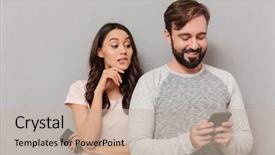  Presentation with nurses and mobile phones - Audience pleasing theme consisting of obsession - portrait of a young couple backdrop and a mint green colored foreground