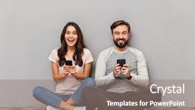  Presentation with mobile phones and hospital - Colorful slide deck enhanced with obsession - portrait of an excited young backdrop and a gray colored foreground