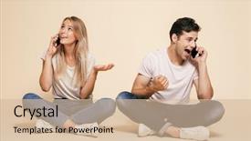  Presentation with nurses and mobile phones - Audience pleasing slide deck consisting of obsession - portrait of an excited young backdrop and a soft green colored foreground