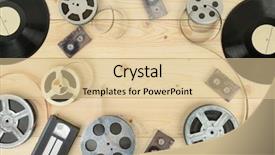  Presentation with obsolete - PPT layouts having obsolete information carrier on wooden background and a lemonade colored foreground