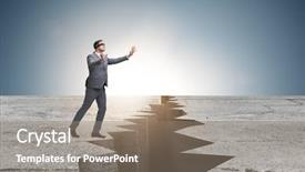  Presentation with blindfolded - Beautiful PPT layouts featuring obstacle achieving goals - blindfolded businessman in uncertainty concept backdrop and a gray colored foreground