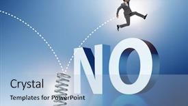  Presentation with spring - Colorful presentation theme enhanced with obstacle achieving goals - businessman jumping from spring backdrop and a light blue colored foreground