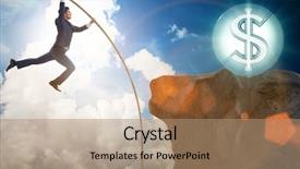  Presentation with pole - Presentation enhanced with obstacle achieving goals - businessman pole vaulting towards his background and a coral colored foreground