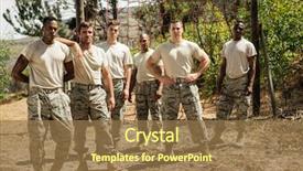  Presentation with boot camp - Colorful PPT theme enhanced with obstacle course - military soldiers standing near fitness backdrop and a coral colored foreground