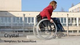  Presentation with disabled people - Colorful presentation theme enhanced with obstacle course for disabled backdrop and a light gray colored foreground