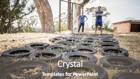  Presentation with obstacle course - Amazing slide deck having obstacle course in boot camp backdrop and a gray colored foreground