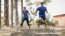  Presentation with tyre - PPT theme consisting of obstacle course in boot camp background and a coral colored foreground