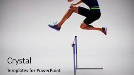  Presentation with show - Beautiful slide set featuring obstacle race - cropped image of woman practicing backdrop and a light gray colored foreground