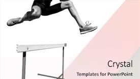  Presentation with different - PPT theme having obstacle race - different colors against athletic woman background and a sky blue colored foreground