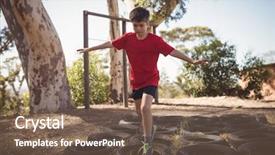  Presentation with obstacle course - Beautiful presentation featuring obstacles - boy running over tyres backdrop and a violet colored foreground