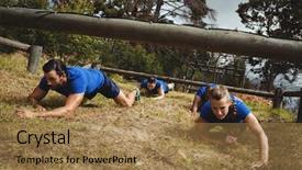  Presentation with obstacle course - Amazing presentation theme having obstacles - fit people crawling backdrop and a coral colored foreground