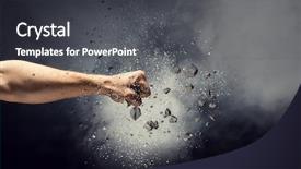  Presentation with breaking through - Presentation enhanced with obstacles - hand breaking through the wall background and a dark gray colored foreground