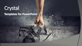  Presentation with breaking through - Beautiful slides featuring obstacles - hand breaking through the wall backdrop and a dark gray colored foreground