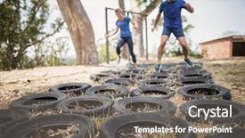  Presentation with obstacle course - Theme having obstacles - man and woman running background and a gray colored foreground