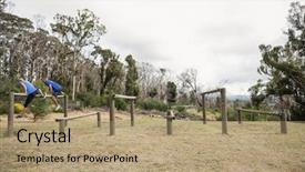  Presentation with obstacle course - Theme with obstacles - people jumping over the hurdles background and a coral colored foreground