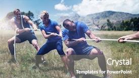  Presentation with boot camp - PPT layouts having obstacles - people playing tug of war background and a gray colored foreground