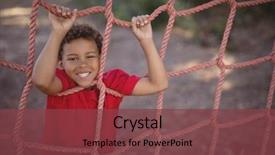  Presentation with boot camp - Cool new presentation theme with obstacles - portrait of happy boy leaning backdrop and a tawny brown colored foreground