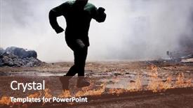  Presentation with obstacle course - Cool new slides with obstacles - silhouette of a man jumping backdrop and a tawny brown colored foreground