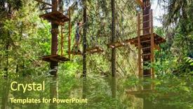  Presentation with obstacle course - Cool new theme with obstacles - teenager boy wearing safety harness backdrop and a tawny brown colored foreground