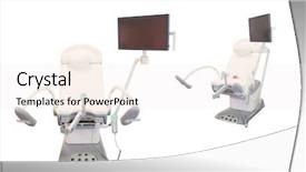  Presentation with directors chair - Presentation theme featuring obstatric surgery - gynecological chair under the white background and a  colored foreground