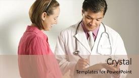  Presentation with obstetrics - Colorful PPT layouts enhanced with obstetrics gynecology - asian american male doctor consulting backdrop and a coral colored foreground