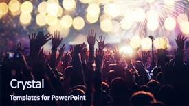  Presentation with fireworks - Amazing PPT layouts having social occasion - cheering crowd watching fireworks backdrop and a wine colored foreground