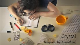  Presentation with busy work - Amazing slide deck having occcupational disorders - busy at work backdrop and a  colored foreground