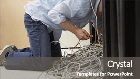  Presentation with tangled tangle of wool yarn - PPT layouts with occcupational disorders - side view of a man background and a gray colored foreground