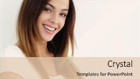  Presentation with skin - Colorful PPT theme enhanced with skin occupational - happy business woman smiling backdrop and a lemonade colored foreground