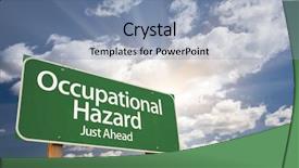  Presentation with hazard - PPT theme having occupational hazard green road sign background and a light blue colored foreground