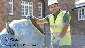  Presentation with cement - Theme featuring occupational health - construction worker mixing cement background and a light blue colored foreground